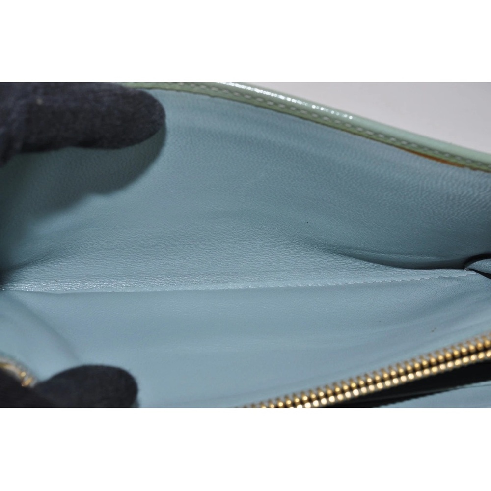 PRADA Long Wallet Leather Blue Gold Women Zip Used Authentic 10D6324 - Picture 8 of 15